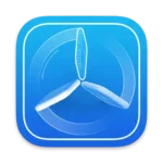 App icon featuring a light blue propeller design on a blue gradient background with rounded corners, representing the Apple TestFlight application