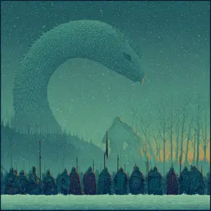 The World serpent Jormungander during the battle of Ragnarok